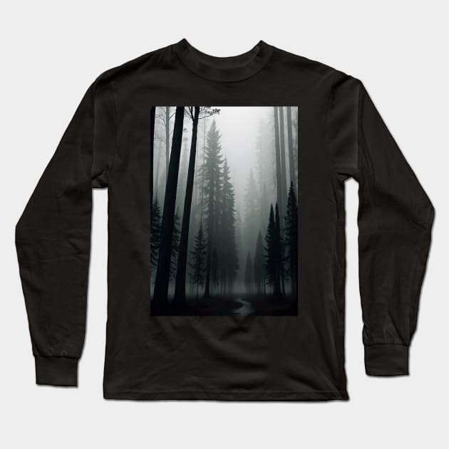 Spooky Forest at Dusk Long Sleeve T-Shirt by CursedContent